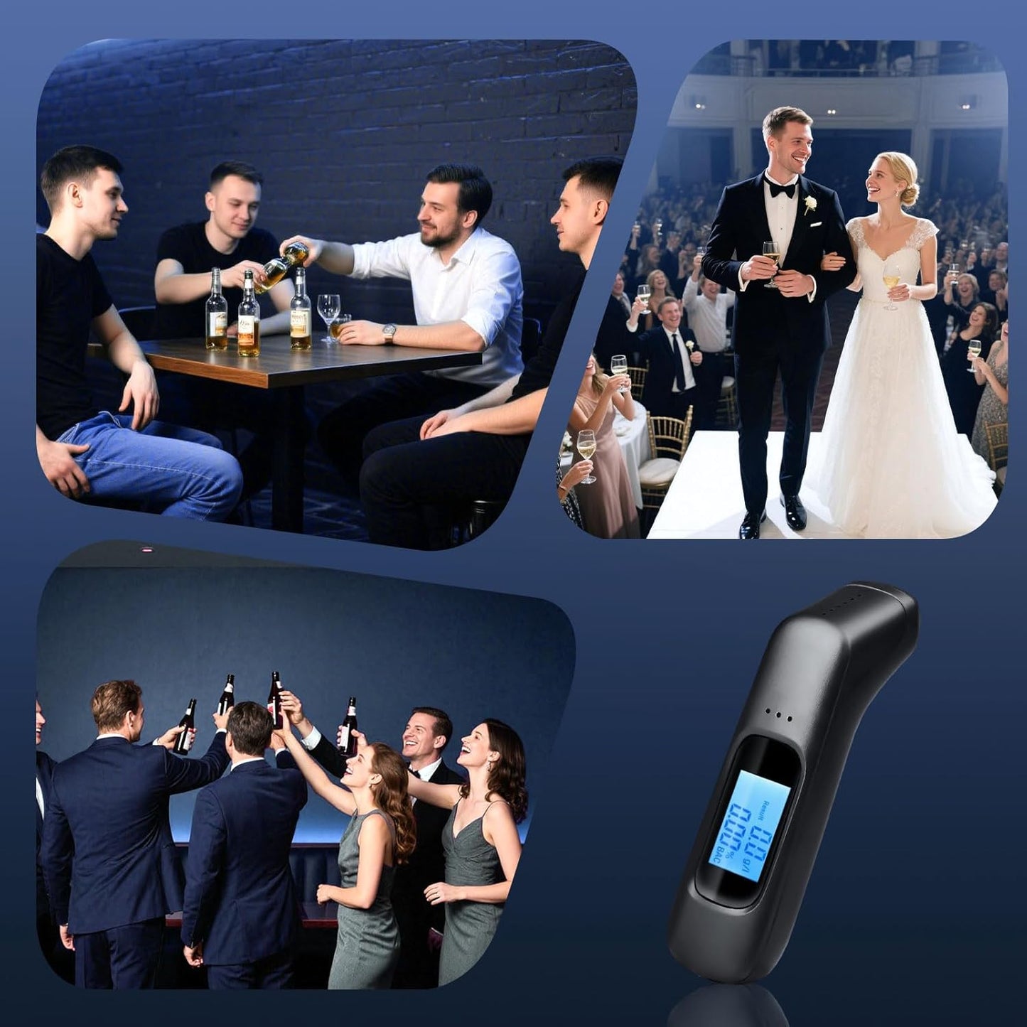Etilometro Portatile Professionale Alta precisione | Alcol Test Digitale di Precisione con Display LCD & Allarme 3 Colori | Test Alcolemico Istantaneo per Controlli Stradali (0.00–1.9 g/l)
