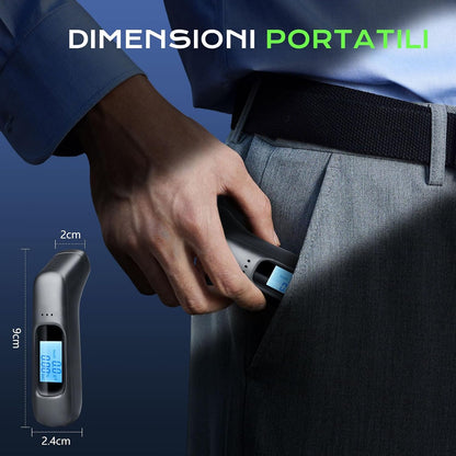 Etilometro Portatile Professionale Alta precisione | Alcol Test Digitale di Precisione con Display LCD & Allarme 3 Colori | Test Alcolemico Istantaneo per Controlli Stradali (0.00–1.9 g/l)