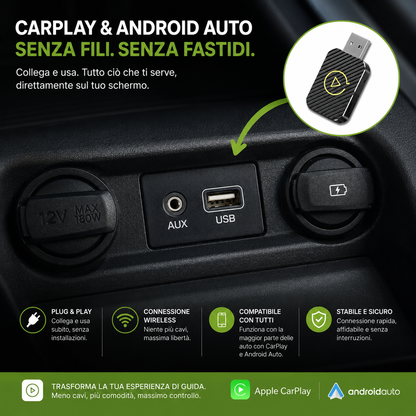 Voolte | Adattatore Wireless per CarPlay e Android Auto